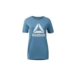 T-shirty z krótkim rękawem Reebok Sport Koszulka WOR Logo. Niebieskie topy sportowe damskie marki Reebok Sport, s, bez wzorów, bez kołnierzyka, z krótkim rękawem, krótkie, bez kaptura. Za 99,95 zł.