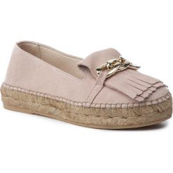 Espadryle EVA MINGE - EM-14-05-000106 821. Różowe espadryle damskie Eva Minge, z aplikacjami, ze skóry, bez obcasa, na płaskiej podeszwie. W wyprzedaży za 249,00 zł.