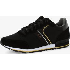 BOSS - Tenisówki męskie z dodatkiem skóry – Parkour, czarny. Czarne trampki męskie Boss, bez wzorów, ze skóry, eleganckie, bez zapięcia. Za 749,95 zł.
