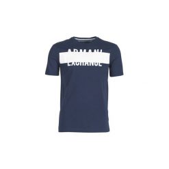 T-shirty z krótkim rękawem Armani Exchange HELBINEL. Niebieskie t-shirty męskie Armani Exchange, s, bez wzorów, bez kołnierzyka, krótkie. Za 139,30 zł.