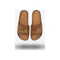Klapki Kubota Premium Animal Brown Suede. Pomarańczowe kapcie męskie Kubota, ze skóry. Za 199,99 zł.