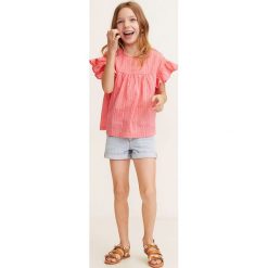 Mango Kids - Bluzka dziecięca Betta 110-164 cm. Żółte bluzki dziewczęce Mango Kids, bez wzorów, z bawełny, z okrągłym kołnierzem, z krótkim rękawem, krótkie, bez kaptura. W wyprzedaży za 29,90 zł.