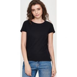 Gładki T-shirt - Czarny. Czarne t-shirty damskie Sinsay, xl, bez wzorów, bez kołnierzyka. Za 19,99 zł.