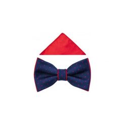 Granatowa mucha w czerwone kropki A294. Czerwone muszki męskie Modini Moda Męska, na co dzień, bez wzorów, z poliesteru, eleganckie. Za 49,50 zł.