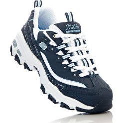 Sneakersy skórzane Skechers bonprix ciemnoniebiesko-biały. Niebieskie buty sportowe damskie bonprix, z materiału. Za 249,99 zł.