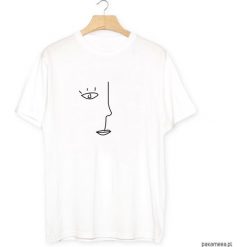 Twarz Kobieta Half Face T-Shirt Koszulka Biała. Białe bluzki damskie Pakamera, l, z bawełny. Za 79,00 zł.