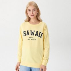 Bluza z nadrukiem - Żółty. Żółte bluzy damskie House, s, z nadrukiem, bez rękawów, bez kaptura. Za 49,99 zł.
