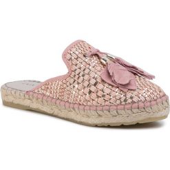 Espadryle EVA MINGE - EM-46-06-000563 621. Różowe espadryle damskie Eva Minge, z aplikacjami, ze skóry, bez obcasa. Za 369,00 zł.