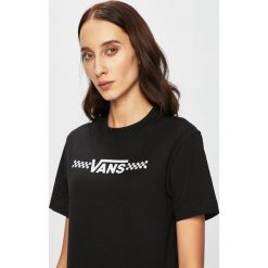 Vans - Top. Czarne topy damskie marki Vans, s, z nadrukiem, z bawełny, z okrągłym kołnierzem. Za 129,90 zł.