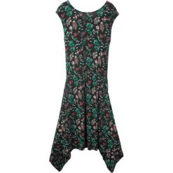 Sukienka shirtowa z dłuższymi bokami bonprix czarny z nadrukiem. Czarne sukienki dziewczęce bonprix, na lato, z nadrukiem, z wiskozy, bez rękawów. Za 27,99 zł.