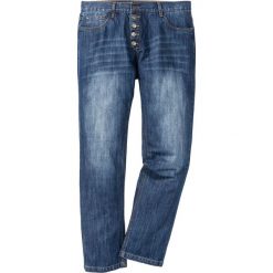 Dżinsy z widocznymi guzikami rozporka Regular Fit Straight bonprix niebieski. Niebieskie jeansy męskie bonprix, m, bez wzorów, z jeansu. Za 59,99 zł.