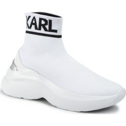 Sneakersy KARL LAGERFELD - KL61850 White Knit Textile. Białe półbuty damskie KARL LAGERFELD, ze skóry ekologicznej. Za 849,00 zł.