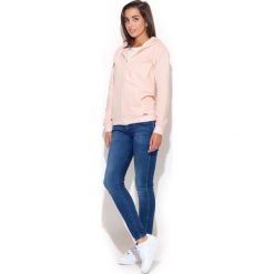 Różowa Damska Rozpinana Bluza z Kapturem. Różowe bluzy damskie Molly.pl, s, bez wzorów, z dzianiny, długie. Za 147,90 zł.