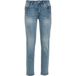 Dżinsy SKINNY z aplikacją bonprix niebieski "stone”. Niebieskie jeansy damskie bonprix. Za 149,99 zł.
