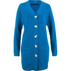 Sweter rozpinany, długi rękaw bonprix lazurowy niebieski. Niebieskie kardigany damskie bonprix. Za 99,99 zł.