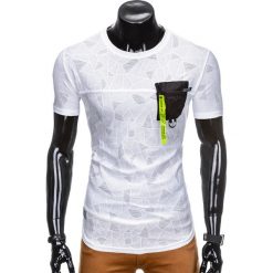 T-shirty męskie: T-SHIRT MĘSKI BEZ NADRUKU S865 – BIAŁY