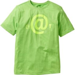 Koszulka bonprix jaskrawy zielony. Zielone t-shirty chłopięce bonprix, z nadrukiem. Za 22,99 zł.