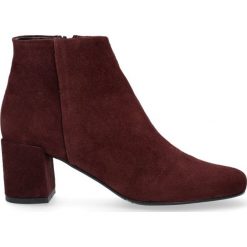 Botki bordowe zamszowe. Czerwone botki damskie Arturo Vicci, ze skóry, eleganckie, na wysokim obcasie, na obcasie, na zamek. Za 299,00 zł.