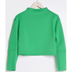 Krótka bluza ze stójką - Zielony. Zielone bluzy damskie marki Reserved, l, z krótkim rękawem, krótkie. W wyprzedaży za 34,99 zł.