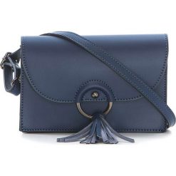 Torebki klasyczne damskie: Skórzana torebka w kolorze granatowym – 20 x 13 x 7 cm