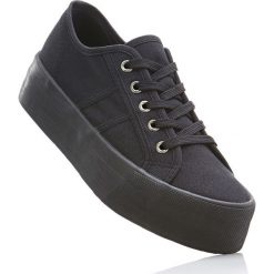 Sneakersy na podeszwie platformie bonprix czarny. Czarne buty sportowe damskie bonprix. Za 79,99 zł.