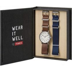 Zegarek Timex TWG012500 Weekender Indiglo Gift Box Set męski brązowy. Pomarańczowe zegarki męskie Timex. Za 239,00 zł.