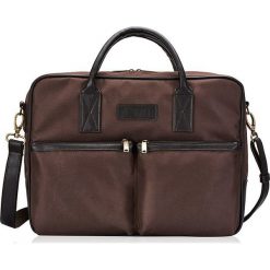 Torba męska na laptopa brązowa SOLIER S23 - brązowy. Pomarańczowe torby męskie skórzane Solier, w paski, ze skóry ekologicznej, biznesowe. Za 149,99 zł.