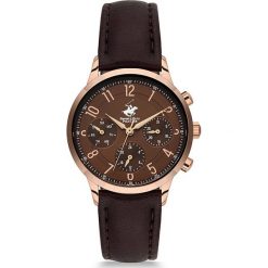Zegarek kwarcowy w kolorze brązowo-różowozłotym. Różowe, analogowe zegarki damskie Beverly Hills Polo Club, metalowe. W wyprzedaży za 309,95 zł.