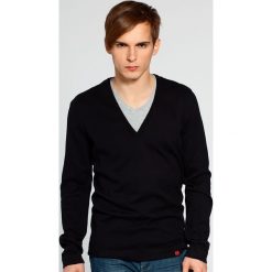 Tom Tailor Denim - Sweter. Fioletowe swetry klasyczne męskie marki TOM TAILOR DENIM, s, z bawełny, klasyczne, z klasycznym kołnierzykiem. Za 179,90 zł.