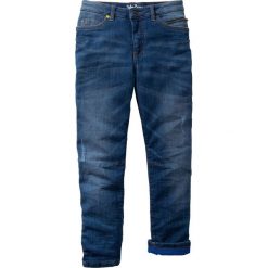 Dżinsy chłopięce ocieplane ze stretchem, Slim Fit bonprix niebieski "stone". Niebieskie spodnie chłopięce bonprix, bez wzorów, z jeansu. Za 99,99 zł.