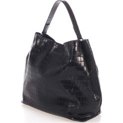 Torebki klasyczne damskie: Skórzana torebka w kolorze czarnym – 49 x 28 x 15 cm