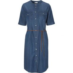 Freequent Dżinsowa sukienka Fia denim blue female niebieski S (38). Niebieskie sukienki damskie Freequent, s, w paski, z bawełny, eleganckie, z okrągłym kołnierzem, z krótkim rękawem, krótkie, mini. Za 279,00 zł.