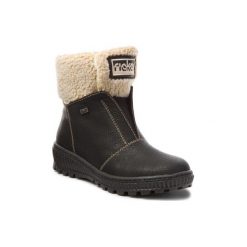 RIEKER Y5450-00. Czarne botki damskie Rieker, z materiału. Za 299,99 zł.