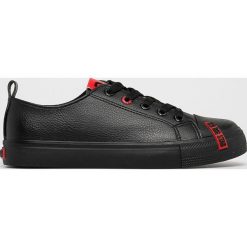Big Star - Tenisówki. Czarne trampki i tenisówki damskie BIG STAR, bez wzorów, z gumy, na sznurówki. W wyprzedaży za 99,90 zł.