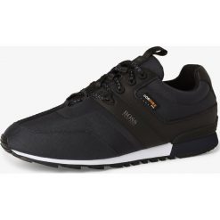 BOSS Athleisure - Męskie tenisówki ze skóry – Parkour_Runn_cor, niebieski. Niebieskie trampki męskie BOSS Athleisure, bez wzorów, ze skóry, sportowe, na sznurówki. Za 849,95 zł.
