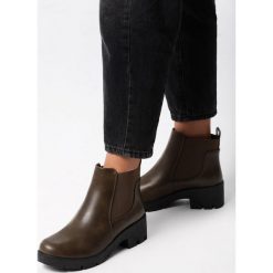 Zielone Botki Horseradish. Zielone botki damskie Born2be, na jesień, na niskim obcasie, na płaskiej podeszwie, bez zapięcia. Za 99,99 zł.