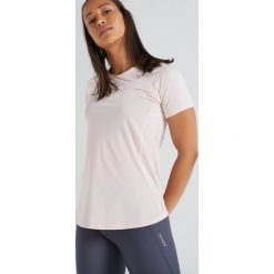 Koszulka krótki rękaw fitness kardio 500 damska. Różowe t-shirty damskie DOMYOS, bez wzorów, z elastanu, bez kołnierzyka. Za 39,99 zł.