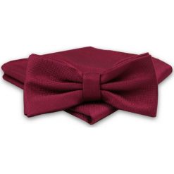Ciemna Czerwona Mucha Męska -ALTIES- z Taką Samą Poszetką, Jednokolorowa, w Drobny Wzór MUALTS0627. Czerwone muszki męskie Alties, na imprezę, w paski, eleganckie. Za 40,00 zł.