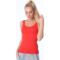 Koszulka na ramiączka czerwona MP14881. Czerwone koszulki damskie Fasardi, xl, bez wzorów, bez kołnierzyka. Za 29,00 zł.