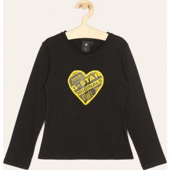 G-Star Raw - Longsleeve dziecięcy 128-164 cm. Czarne bluzki dziewczęce G-Star RAW, z nadrukiem, z bawełny, z okrągłym kołnierzem, z długim rękawem, długie, bez kaptura. Za 169,90 zł.