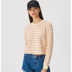 Bluza w kontrastowe paski - Żółty. Żółte bluzy damskie Sinsay, s, w paski, bez rękawów, bez kaptura. Za 39,99 zł.