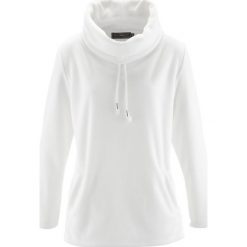 Sweter z polaru bonprix biel wełny. Białe swetry klasyczne damskie bonprix, z polaru. Za 74,99 zł.
