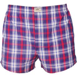 Luźne Męskie Bokserki, Granatowo-Czerwona Kratka, Bielizna MAJBPJNSLUZNE42. Czerwona majtki męskie Pako Jeans, w kratkę, z bawełny. Za 24,00 zł.