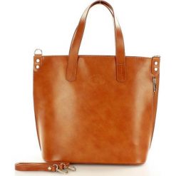 Shopper bag damskie: Skórzana camel Torebka Shopperka SARITA