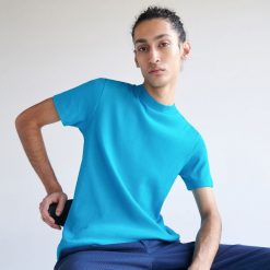 T-shirt z prążkowanej dzianiny - Turkusowy. Niebieskie t-shirty męskie Reserved, s, bez wzorów, z dzianiny, bez kołnierzyka. Za 59,99 zł.