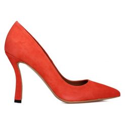 Buty ślubne damskie: Skórzane czółenka w kolorze czerwonym