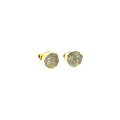 Earrings Druza Agat Gołębi złoto. Szare kolczyki damskie marki Brazi druse jewelry, z agatem, złote, na sztyftcie. Za 170,00 zł.