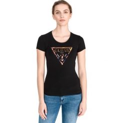 Guess Summer Koszulka Czarny. Czarne koszulki damskie Guess, s, z nadrukiem, z elastanu, bez kołnierzyka. Za 130,95 zł.