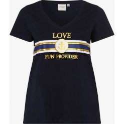 Junarose - T-shirt damski – JRSailing, czarny. Czarne t-shirty damskie Junarose, z nadrukiem, eleganckie, bez kołnierzyka. Za 89,95 zł.