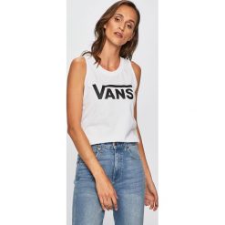Vans - Top. Białe bluzki damskie Vans, s, z nadrukiem, z bawełny, z okrągłym kołnierzem. W wyprzedaży za 89,90 zł.